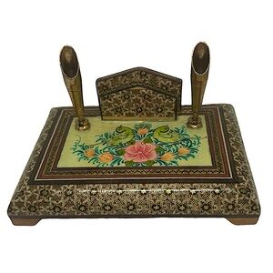 Persian Pen Holder Organizer Khatam Scene Vintage Handcrafted